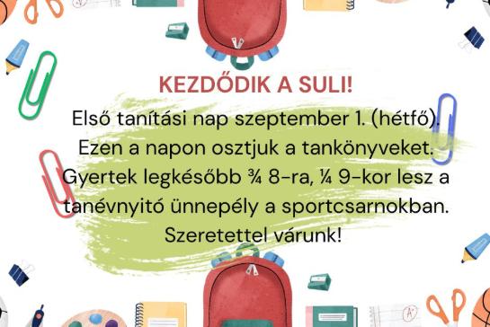 Tanvkezdssel kapcsolatos informcik